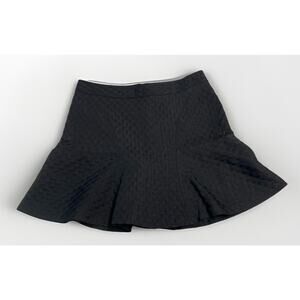 WORTHINGTON Women's Black Textured Flounce Fully Lined Mini Skirt SIZE 6 Fairy